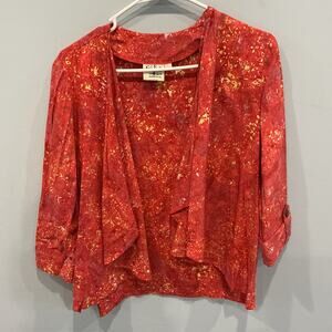 Go Fish Womens Open Cardigan Size Small Red Boho Hippie Festival Lagom Lagenlook